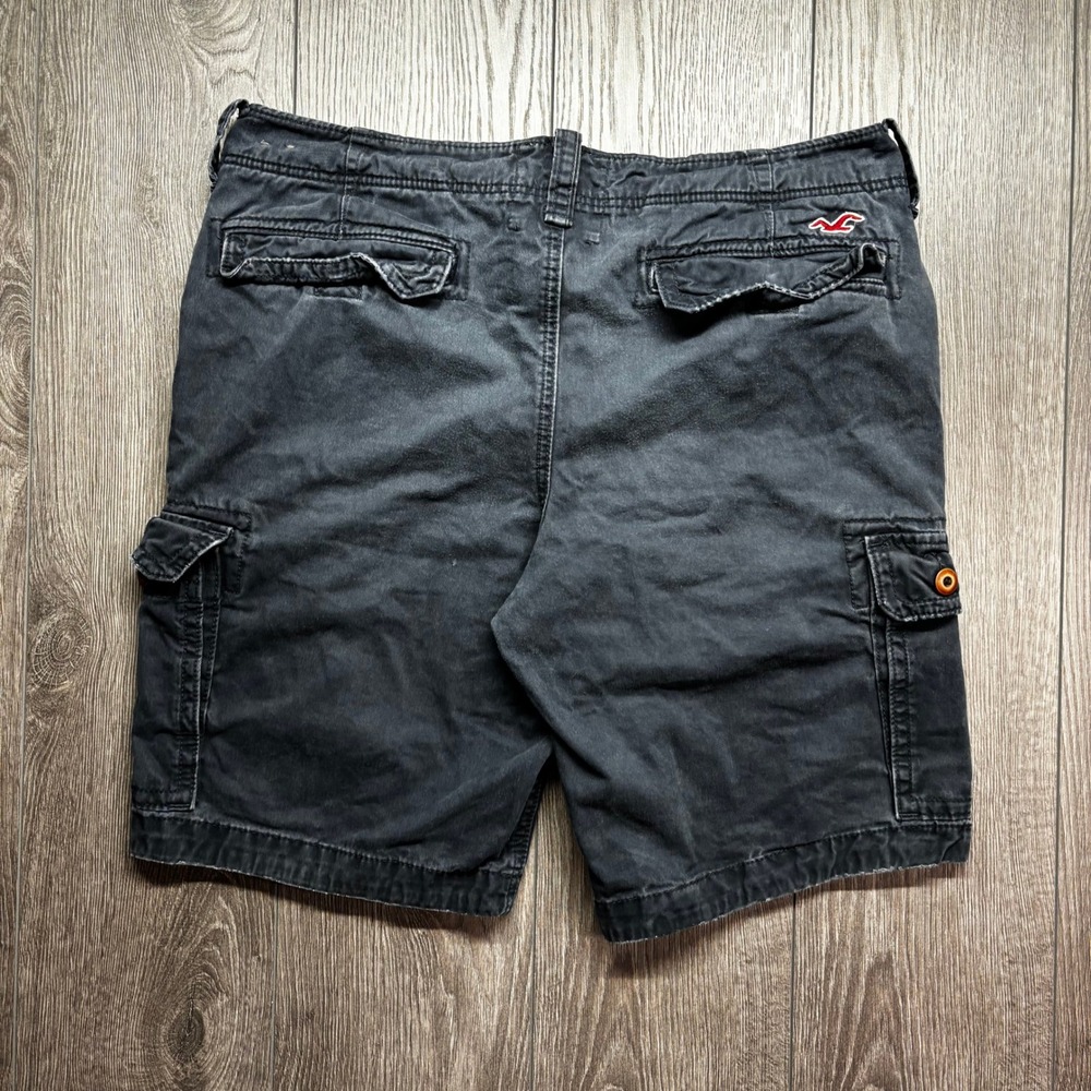 Hollister Mens Black Size 36 Cargo Shorts Y2K Faded Cotton Twill Vintage Surf